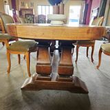 Large antique monastery table in solid oak – exceptional tabletop