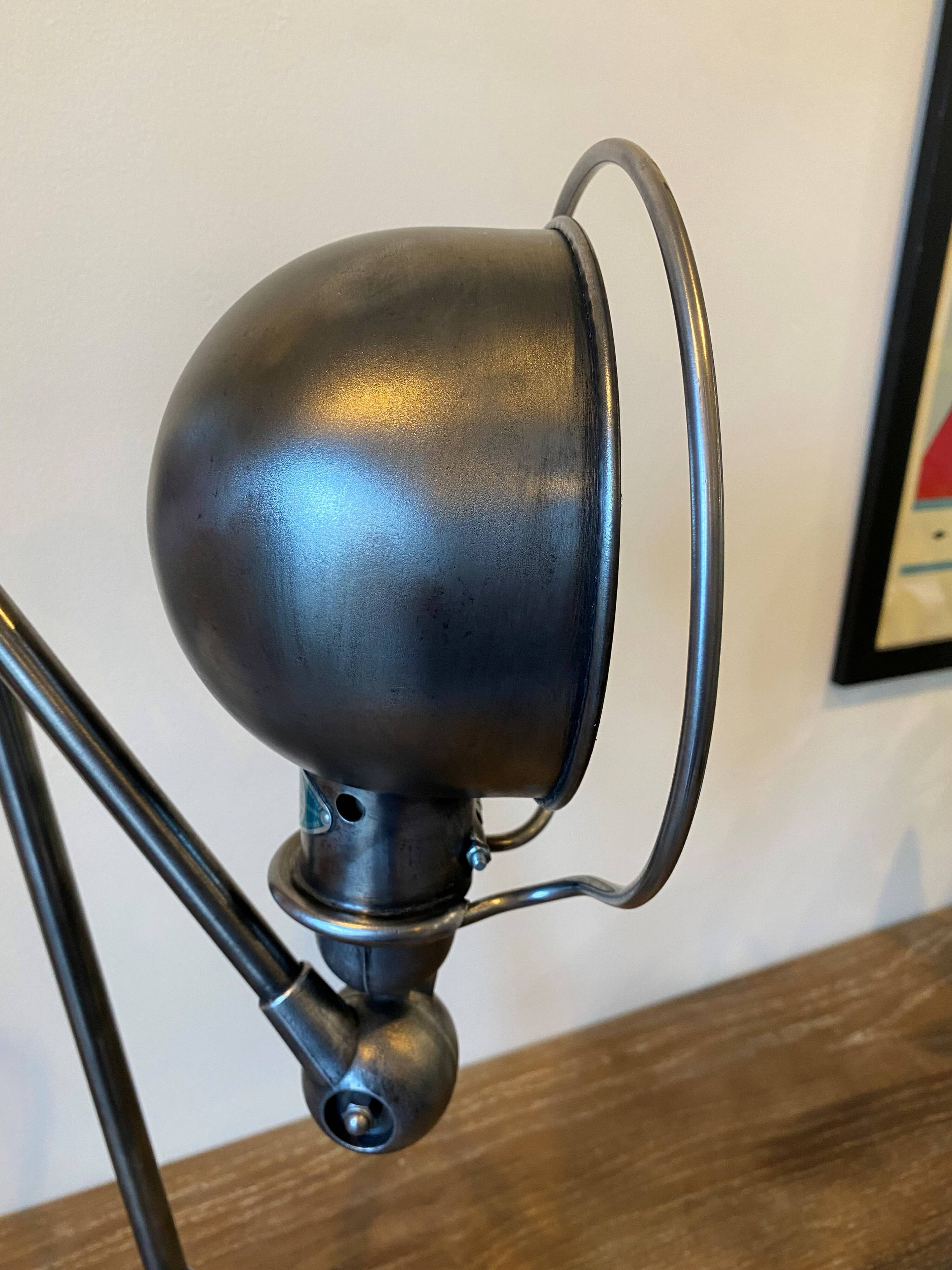 Jieldé lamp 2 arms 40+25cm industrial graphite Jean Louis Domecq 1950