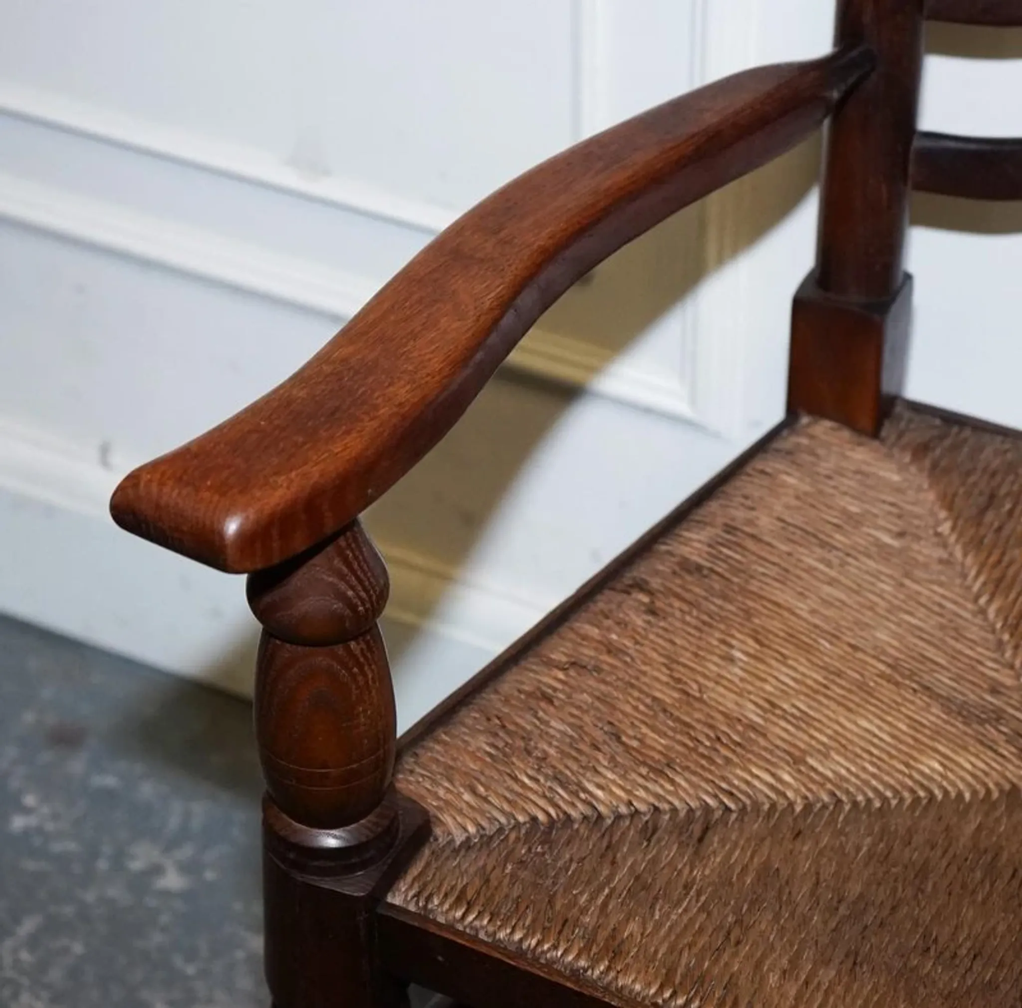 Antique Rush Seat Dining Chairs, England, 1910s, Set of 6