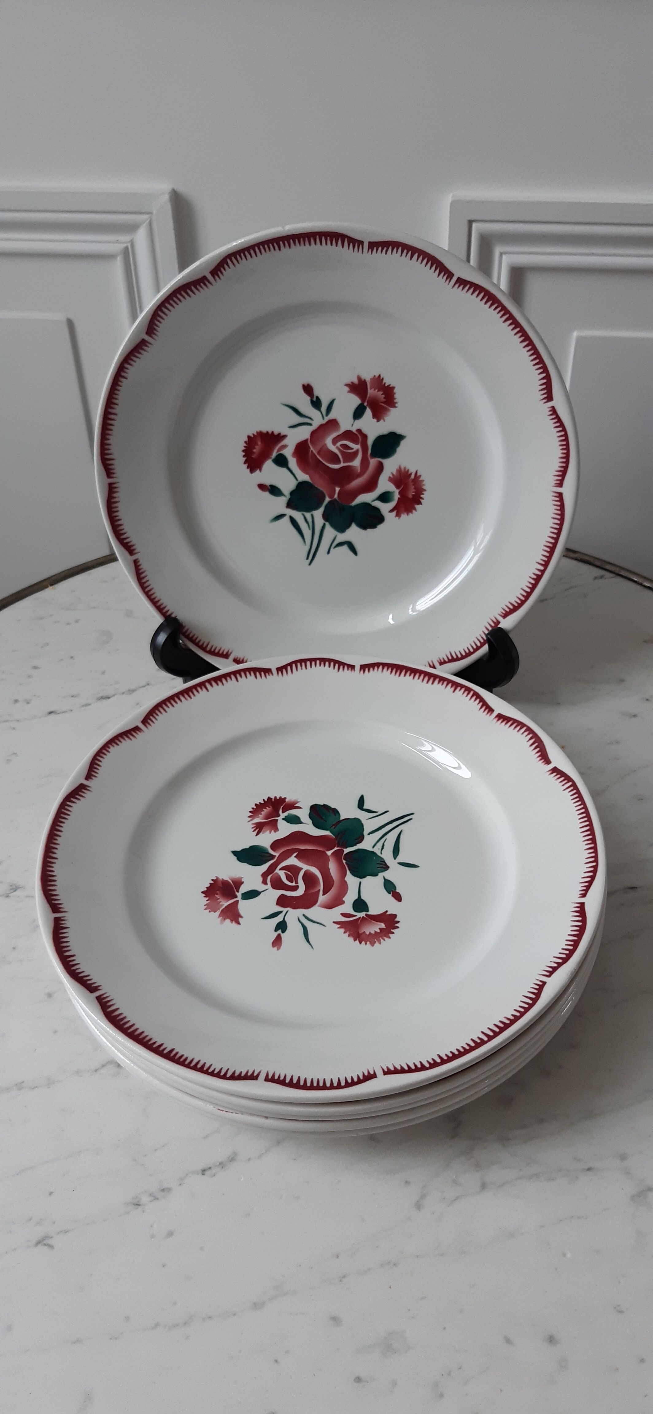 Set of 6 flat plates Badonviller 30s