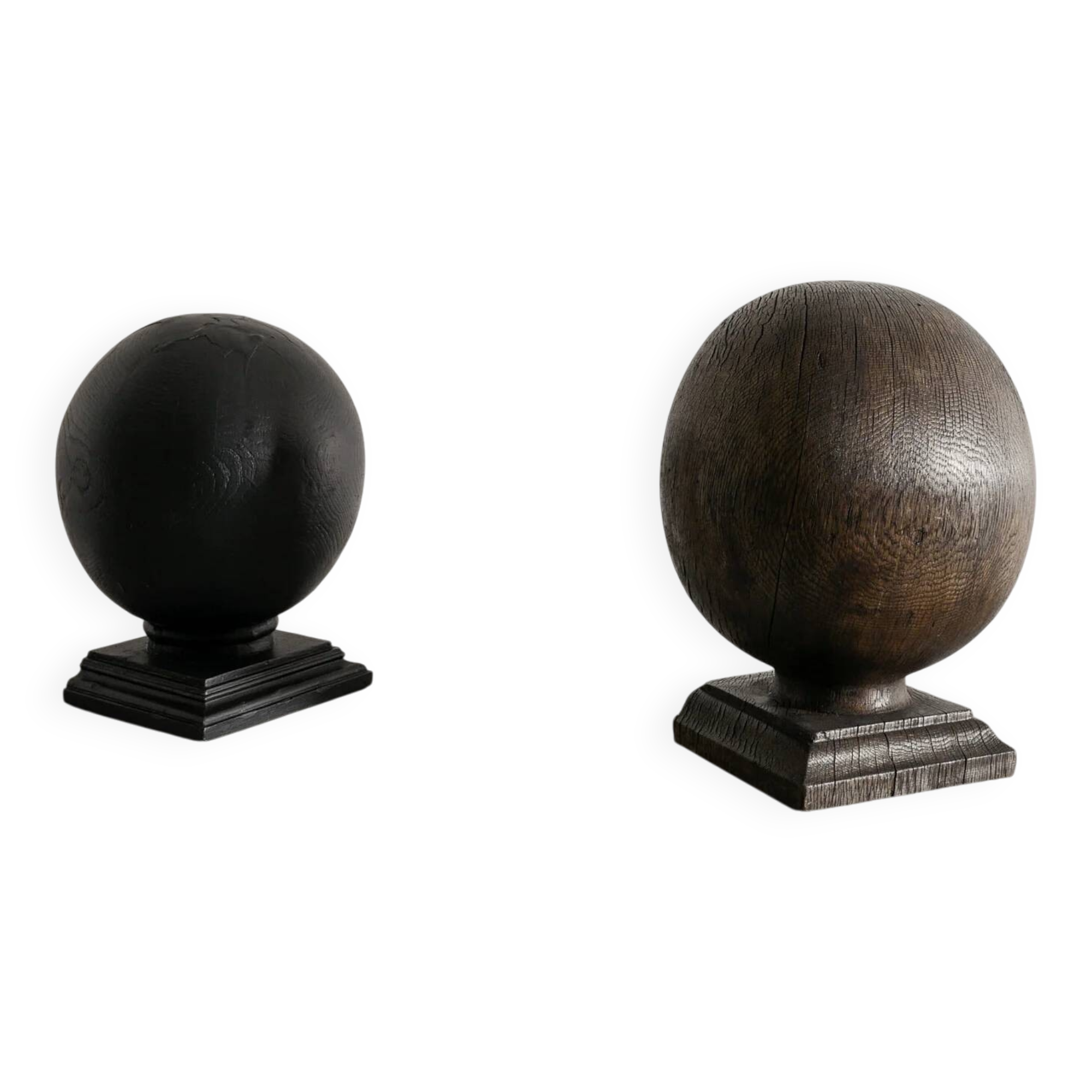 Vintage British Antique Wooden Sculptures in Black Brown, 1900s