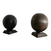 Vintage British Antique Wooden Sculptures in Black Brown, 1900s