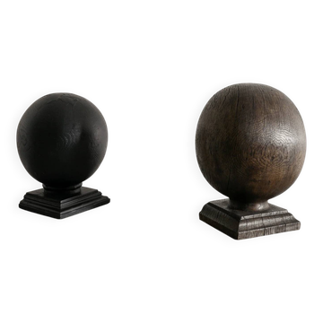 Vintage British Antique Wooden Sculptures in Black Brown, 1900s