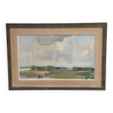 Original Swedish Oil on Canvas - "Coastal Landscape" by Gunnar - Signed - Vintage and Framed - 70 × 48 cm (27.6" × 18.9")