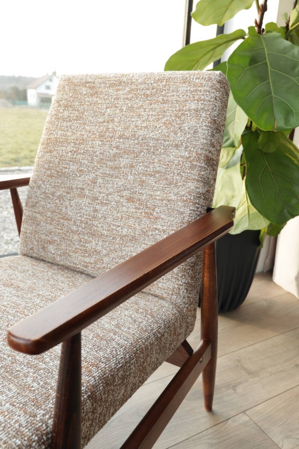 Scandinavian coffee brown armchair by H.Lis