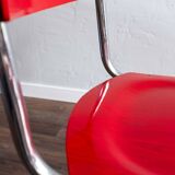 Functionalist Bauhaus Style Red Dining Chairs By Kovona, 1940s