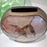 Brass vase with bird décor