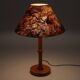 Vintage pine wood floor or table lamp with real leaves shade