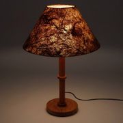 Vintage pine table or floor lamp with a shade made of real leaves.