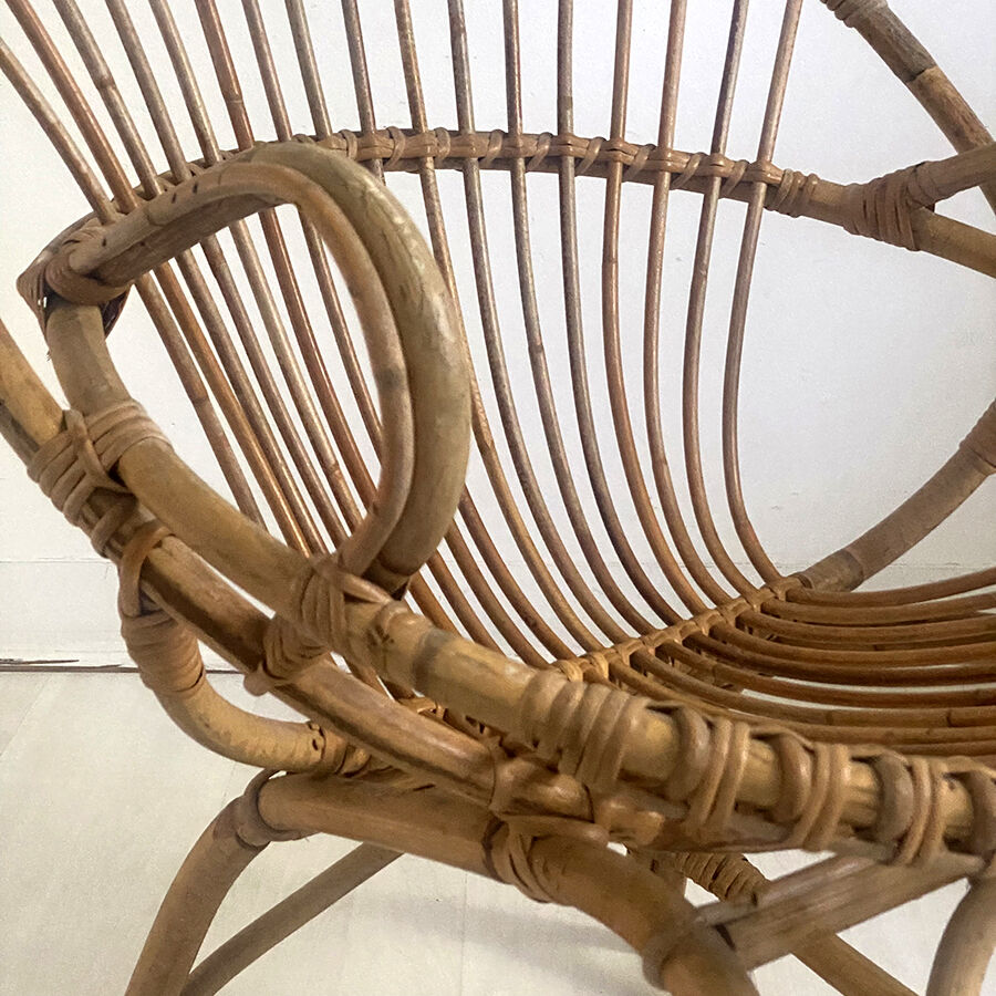 Vintage rattan armchair 60's