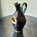 Vintage ceramic vase, terracotta, ethnic chimera, naive art.