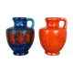 Set of 2 Multi-Color Fat Lava Op Art Pottery Vase Made Bay Ceramics, Germany
