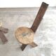 Set of 3 chairs brutalist tripod solid wood