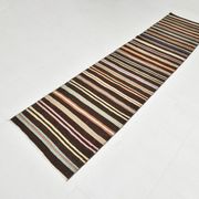 Striped Pattern Brown Kilim Runner Rug, 75x315Cm