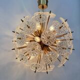 Val Saint Lambert crystal sputnik gold chandelier , 1960’s