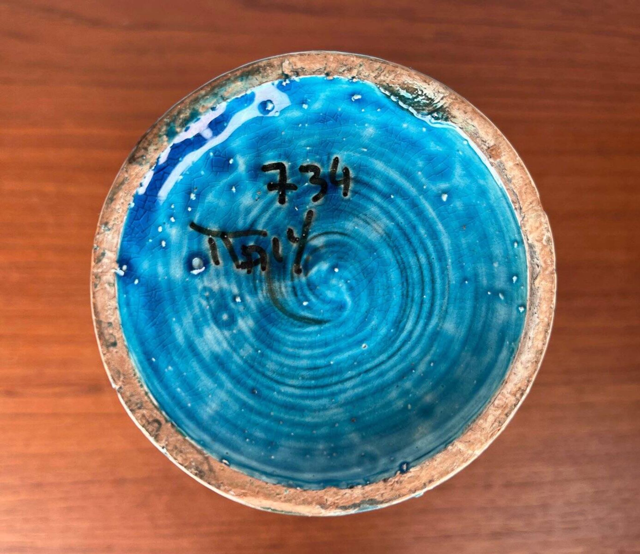 Rimini Blue Candle Holder in Mid-Century Ceramic by Aldo Londi for Bitossi, Italy, 1960s
