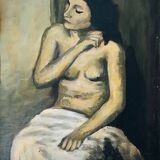 Brown female table signed R. Pauliere