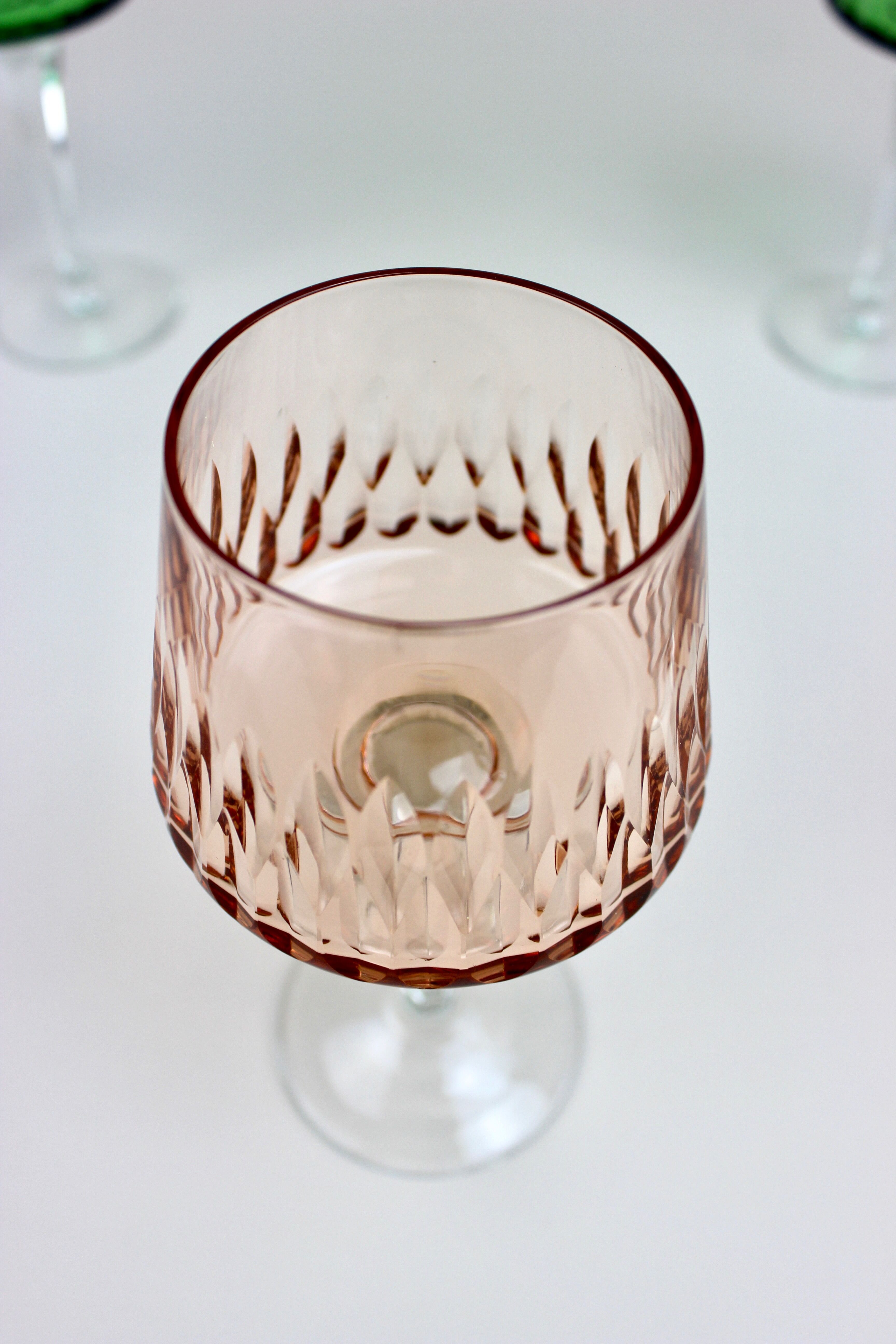 Set of 6 Bohemian crystal wine glasses