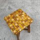 Scandinavian stool with amber mosaic effect top, 60s side table.