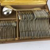 Complete silver metal cutlery set 37 pieces