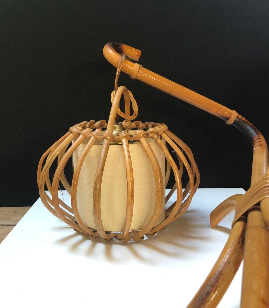 Vintage rattan wall lamps 60s, sold by 2