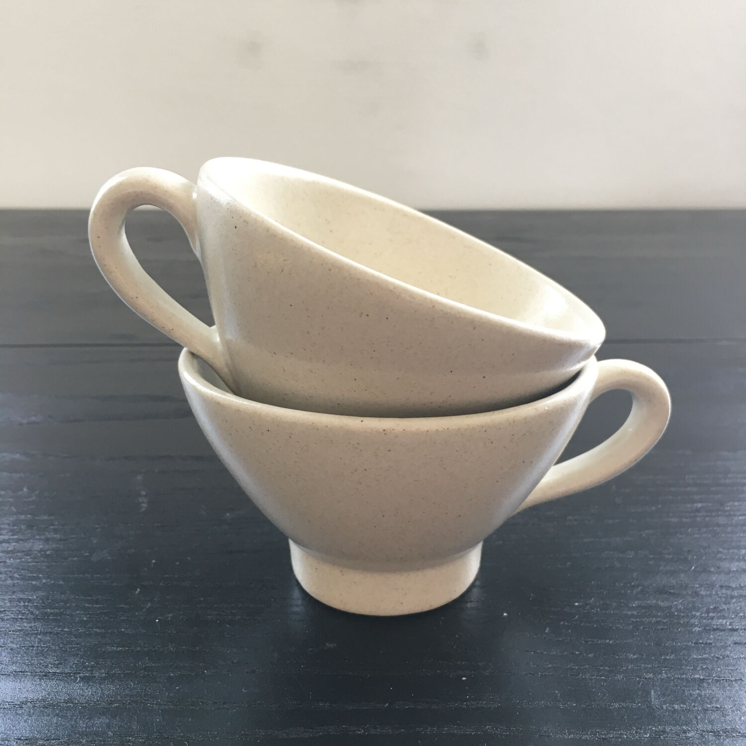 Pair of ivory stoneware cider bowls