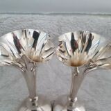 Pair of tulip vases flared collar late 19th century silver goldsmith punches