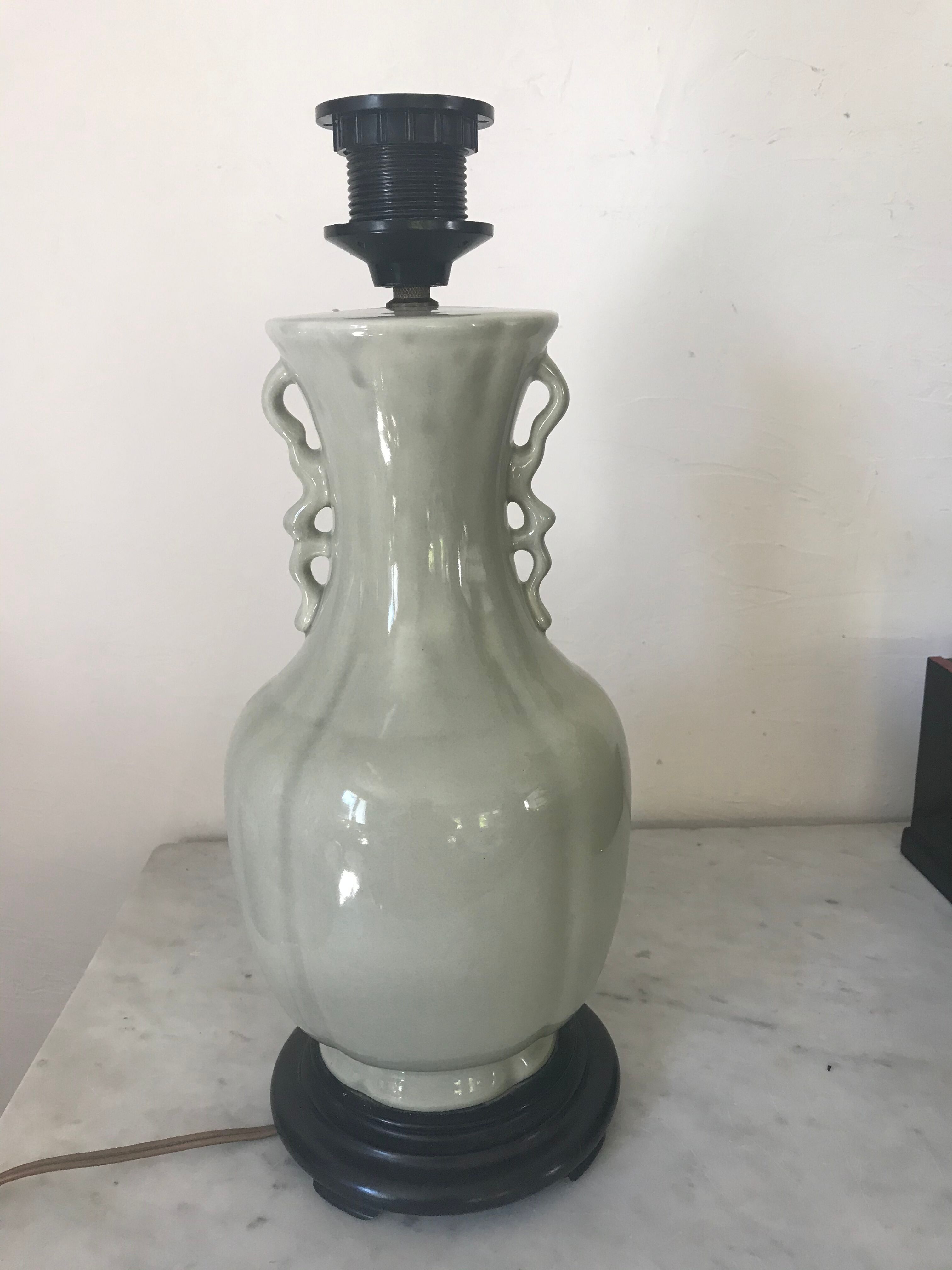 Vintage ceramic lamp green celadon