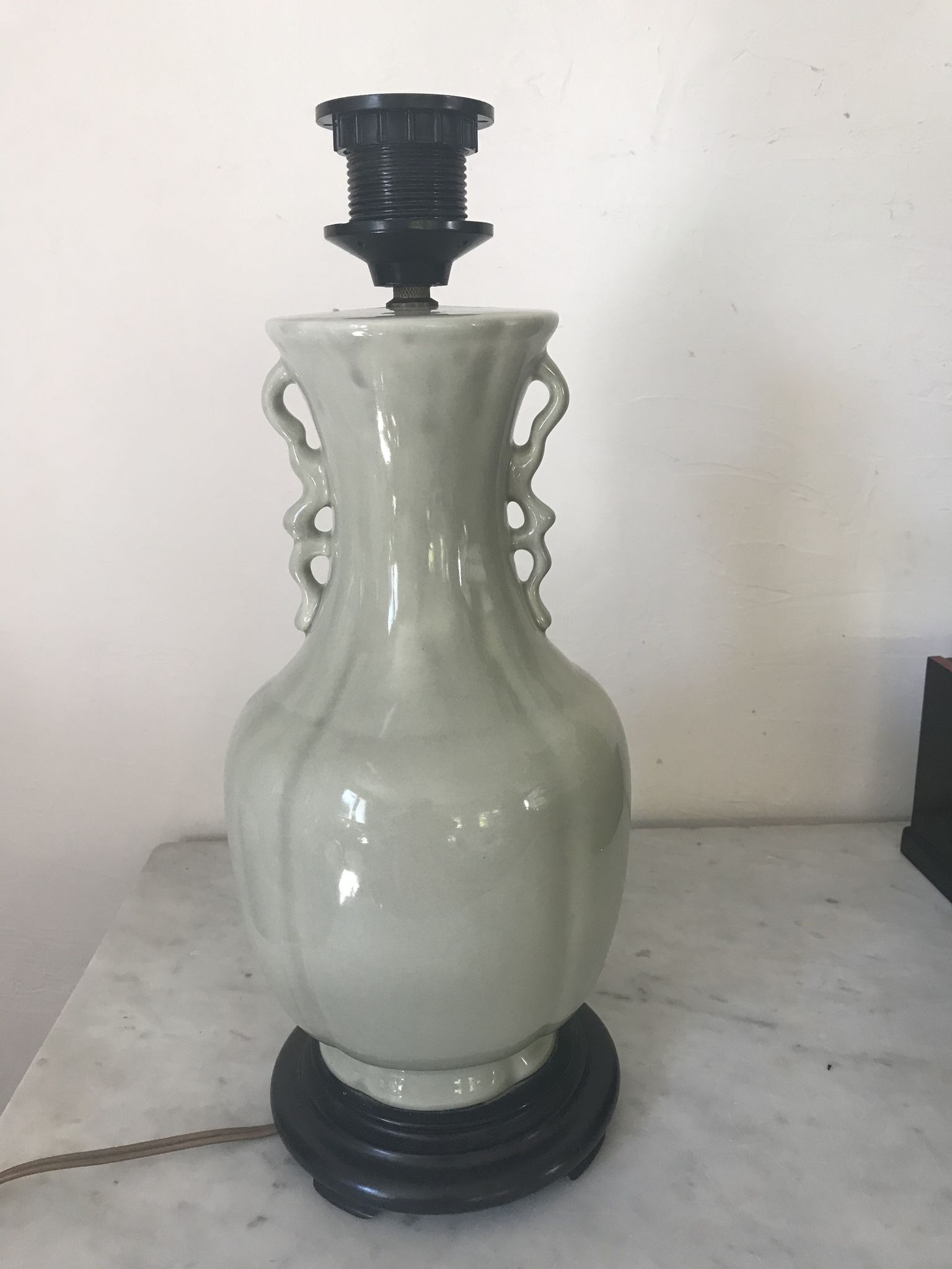 Lampe en céramique vintage vert céladon