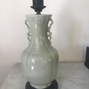 Lampe en céramique vintage vert céladon