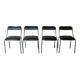 Set of Four Vintage Chromed Dining Chairs, Faux Leather, Italy, 1970