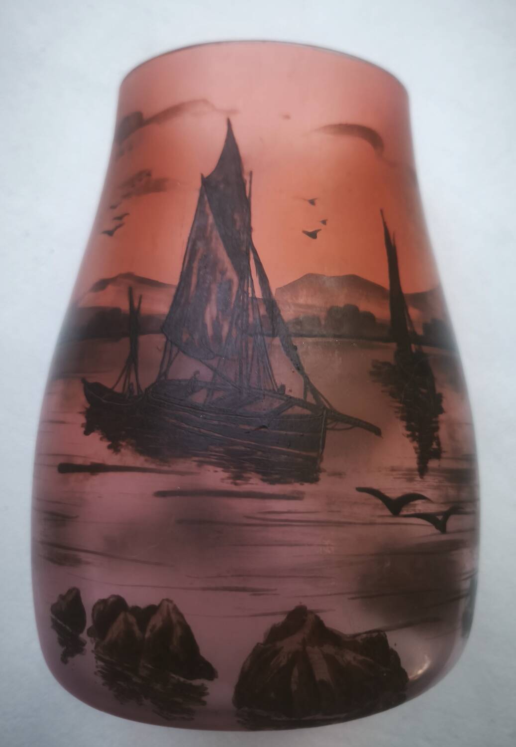 Vase signed Michel with a lakeside decoration.