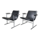 Rudi verelst "oslo" for novalux, pair of chromed metal and vinyl armchairs