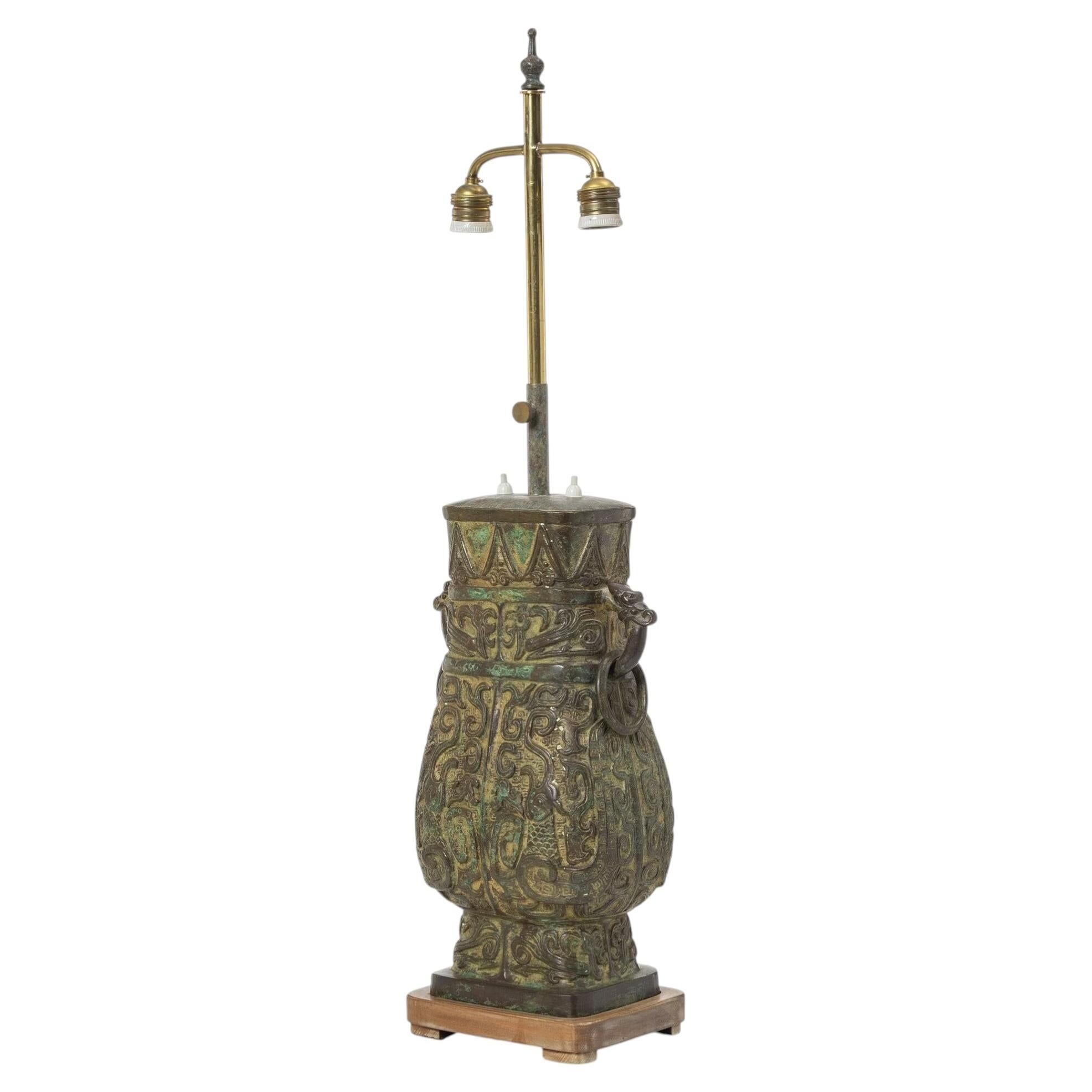 Billy Haines style table lamp in patinated bronze "verdigris" 1960s