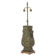 Billy Haines style table lamp in patinated bronze "verdigris" 1960s