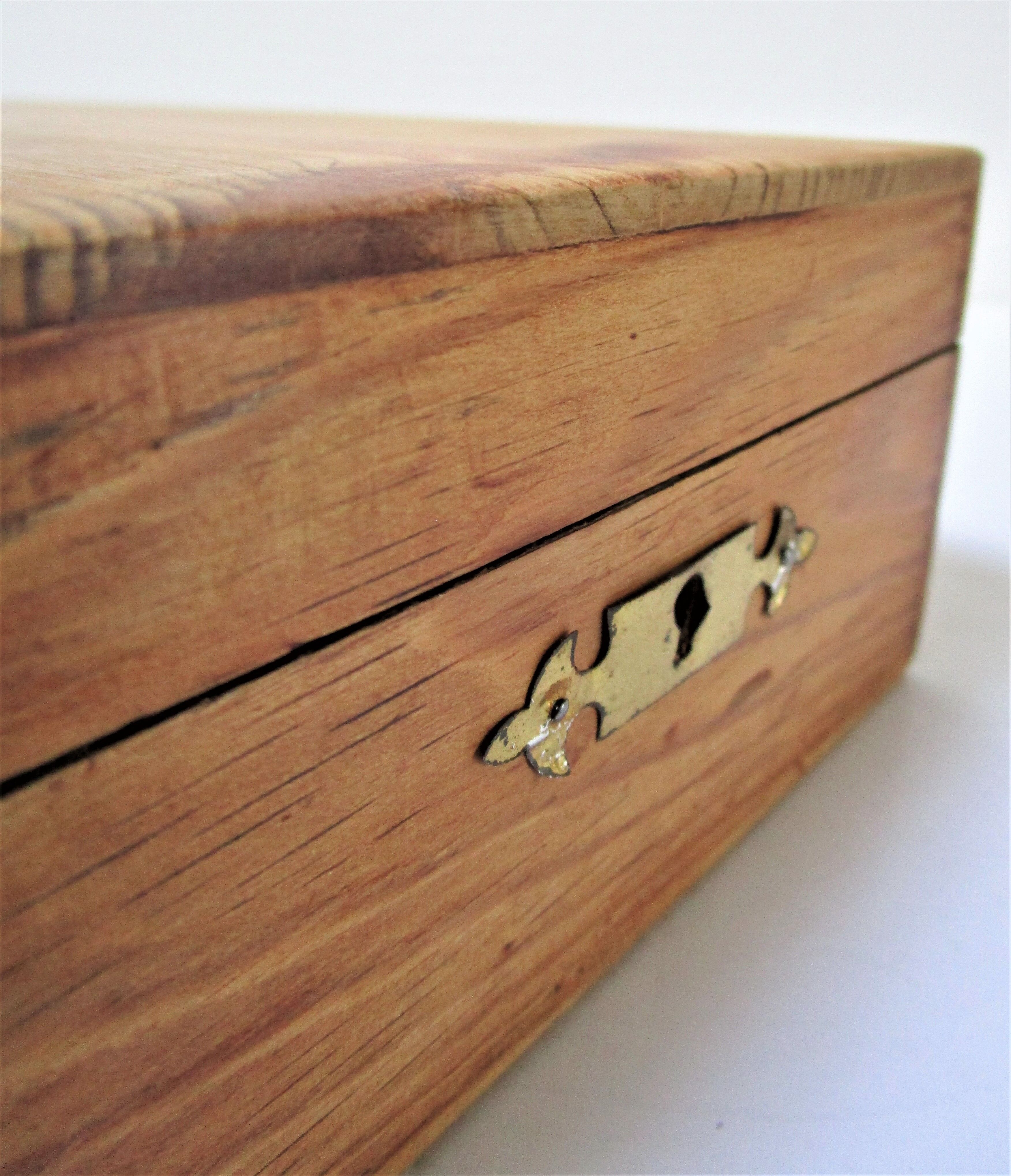 Wooden jewel box with patinated mirror early 20th century