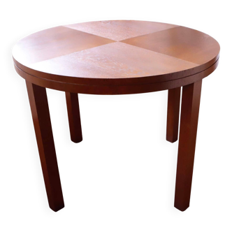 Table à manger ronde des années 1960 avec plateau plaqué