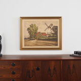 Peinture « The Windmill », design scandinave, années 1970