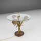 French Hollywood Regency style coffee table with lightning in brass flowers, 1950