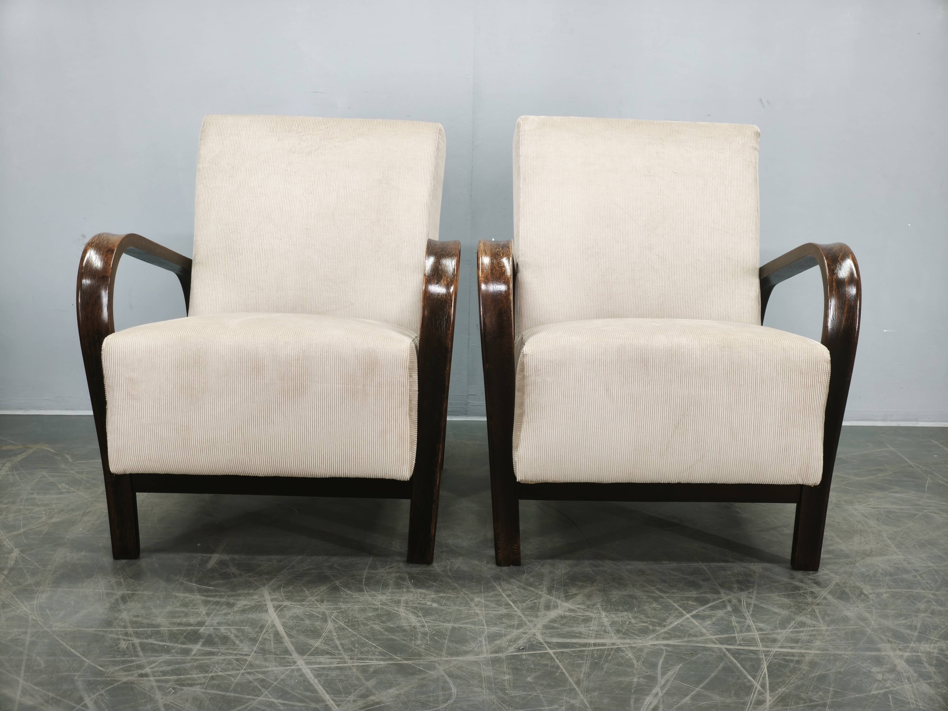 Pair of Kropáček & Kozelka Lounge Chairs for Interiér Praha, 1940s