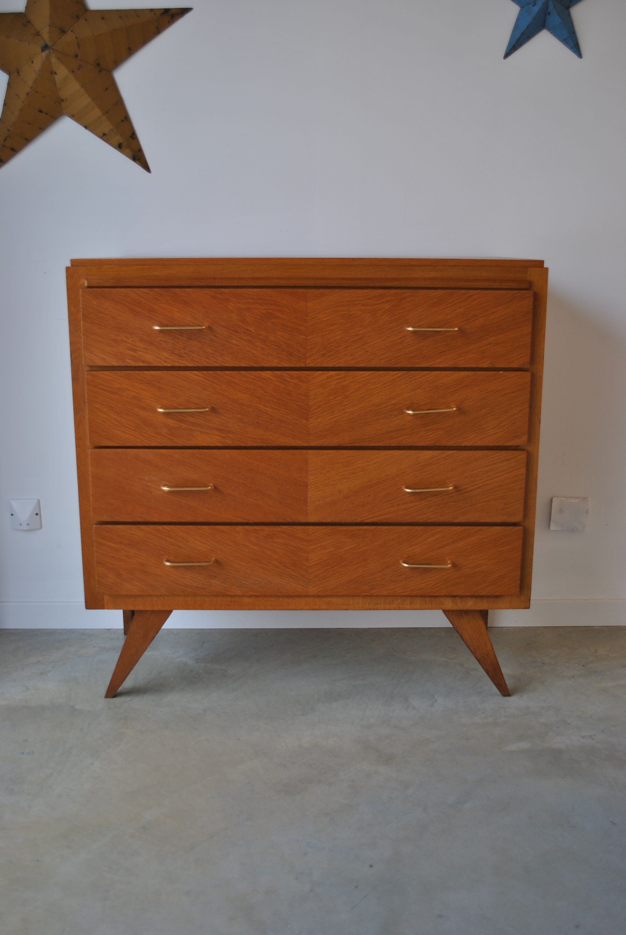 Chest of drawers vintage feet compass 1970