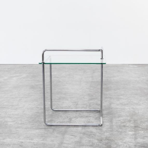 End table in glass and chrome 80s