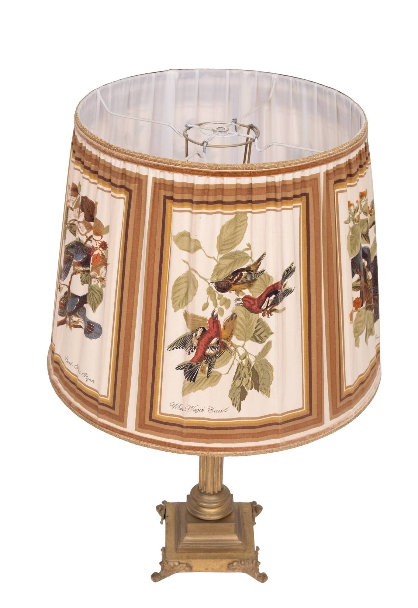 Stunning Tall chunky Bronze Corinthian Column Table Lamp with Bird Shade