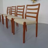 Vintage Danish 85 Dining Chairs in Teak and Wool by Niels Otto Møller for J.L. Møllers, 1960s, Set of 4