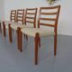 Vintage Danish 85 Dining Chairs in Teak and Wool by Niels Otto Møller for J.L. Møllers, 1960s, Set of 4