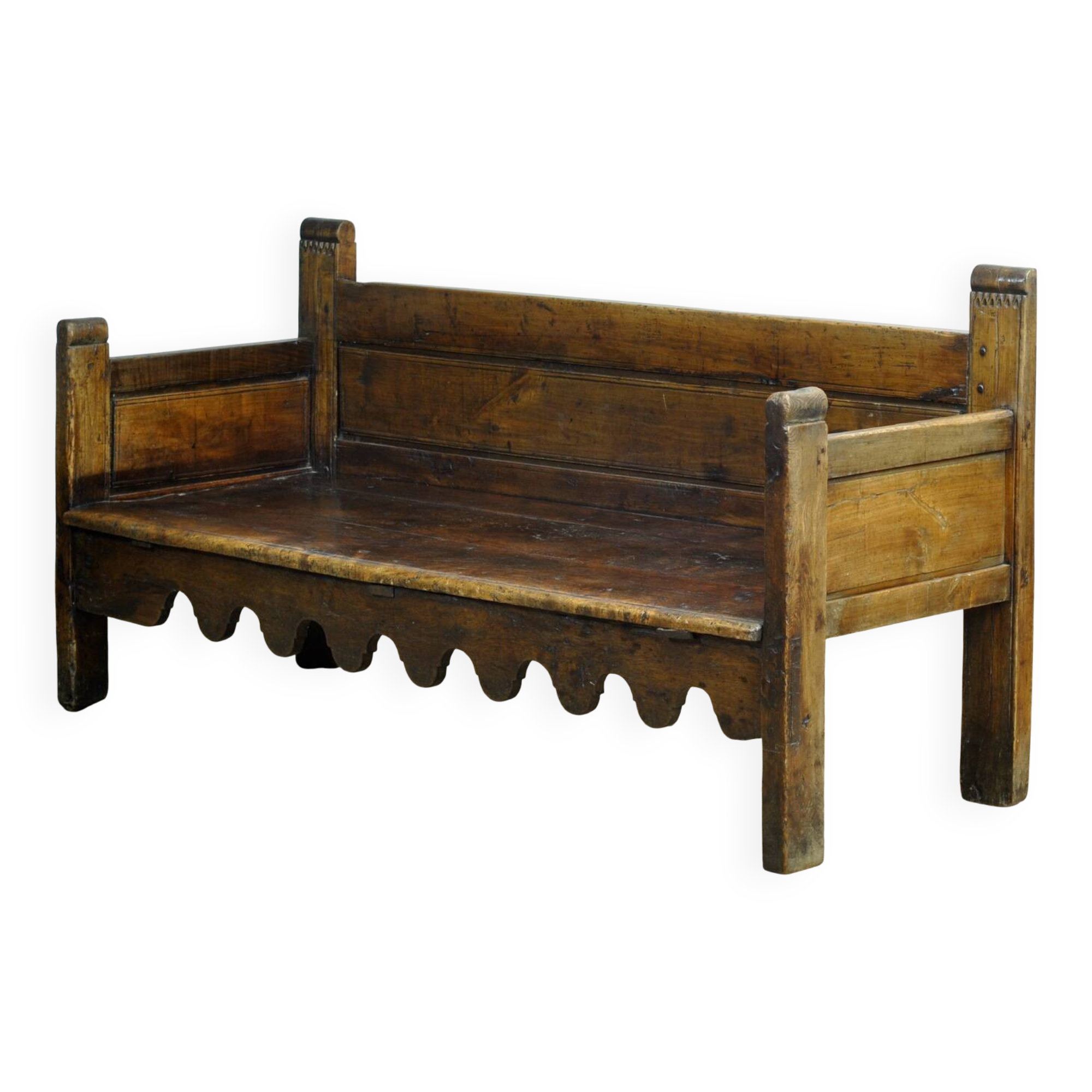 Antique walnut bench, Southern France / Northern Spain, 17th–18th century