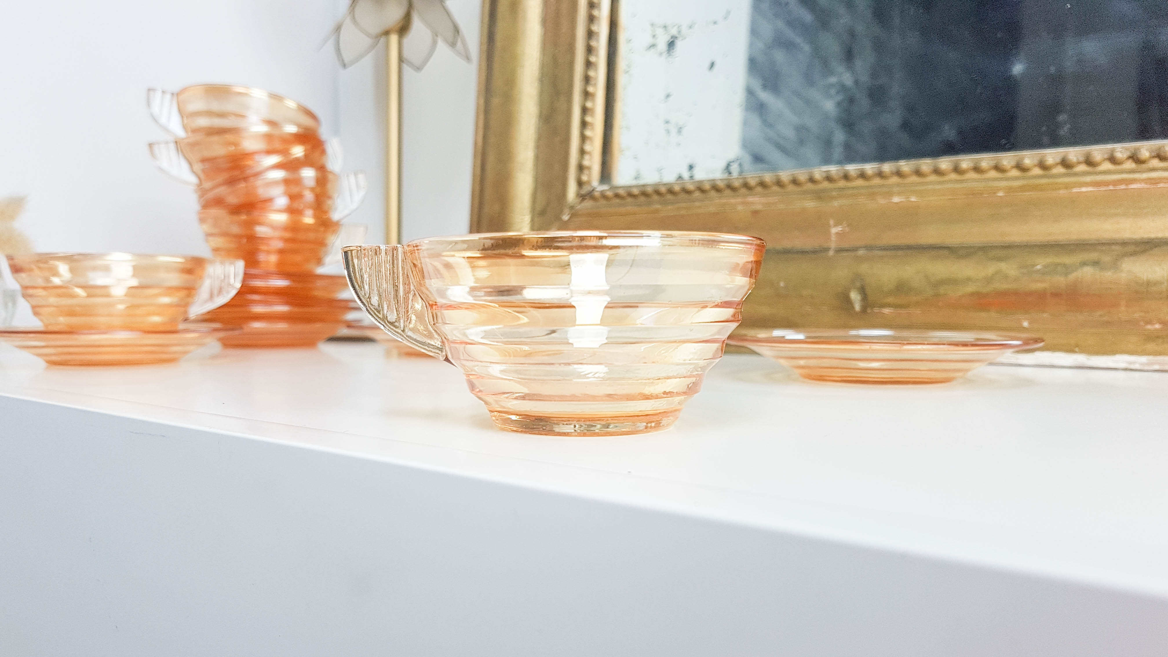Gondolo coffee service in iridescent glass