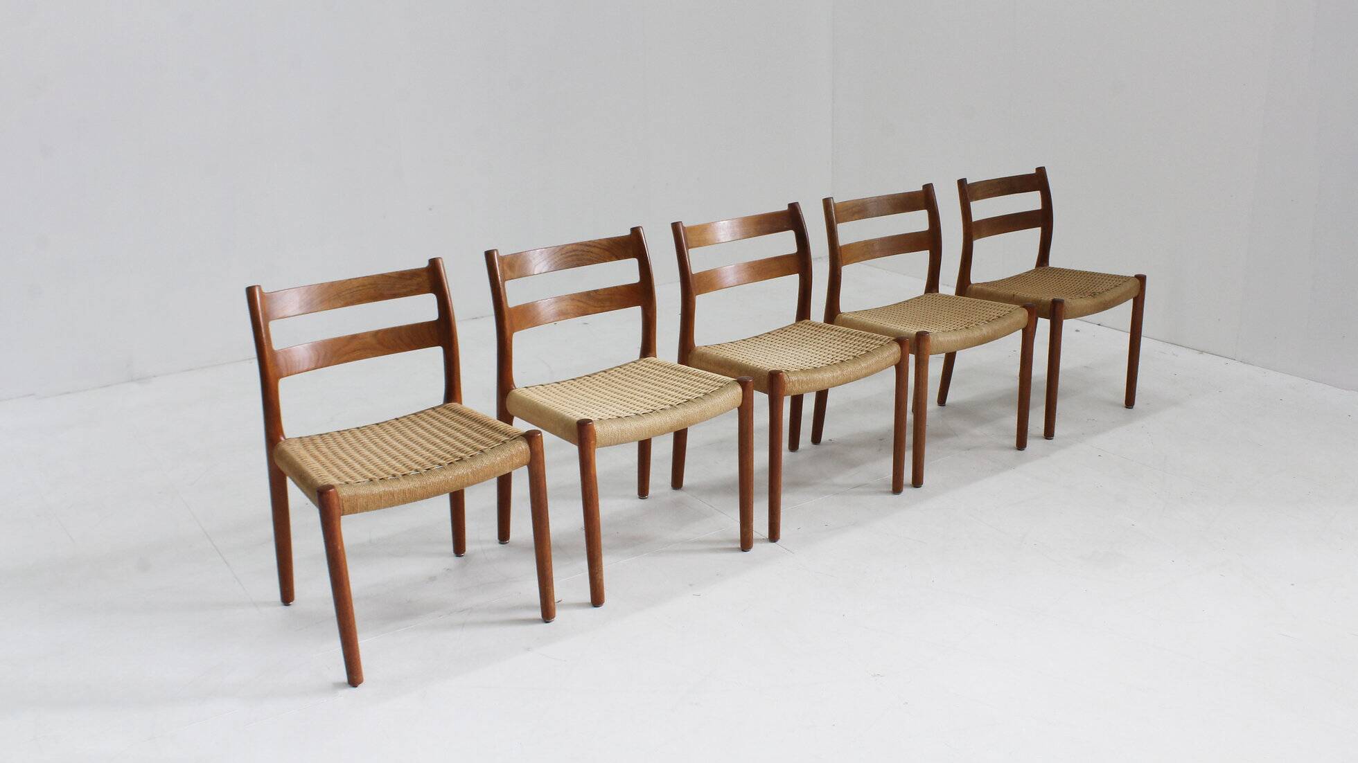 Vintage Danish dining room chairs by Niels Otto Moller model 84 set of 5