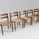 Vintage Danish dining room chairs by Niels Otto Moller model 84 set of 5