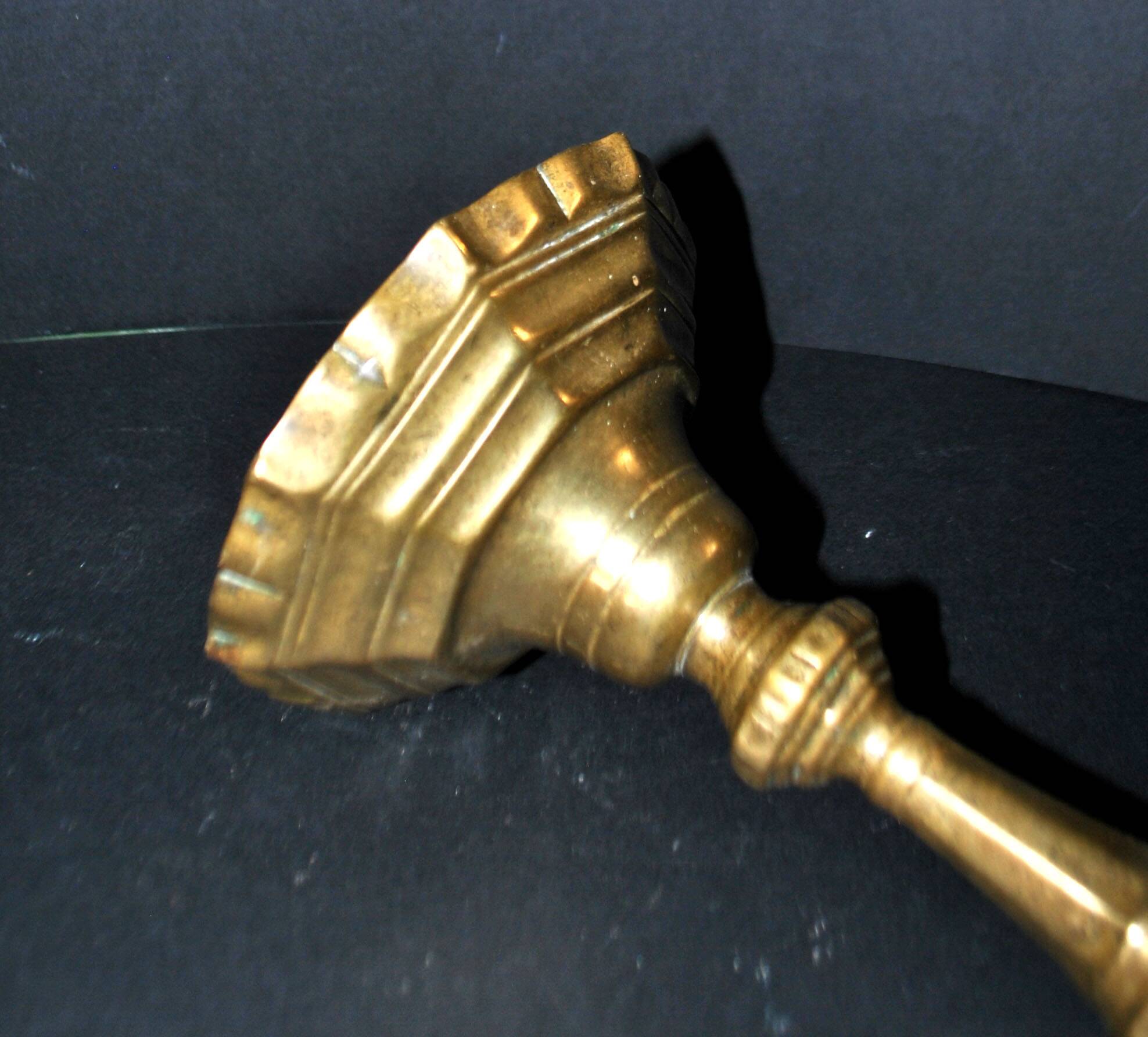 Antique 18th-century octagonal cut-out bronze candlestick in the Louis XIV style.